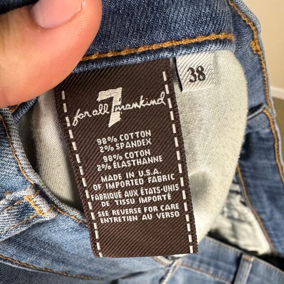 7 For All Mankind Brett Boot Straight Blue Denim Jeans US Men's 38X34 - Picture 5 of 8